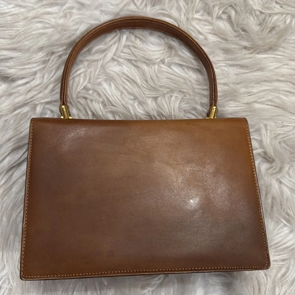 Gucci Vintage 1960s Calfskin Leather Top Handle Trifolio Satchel Mini Bag